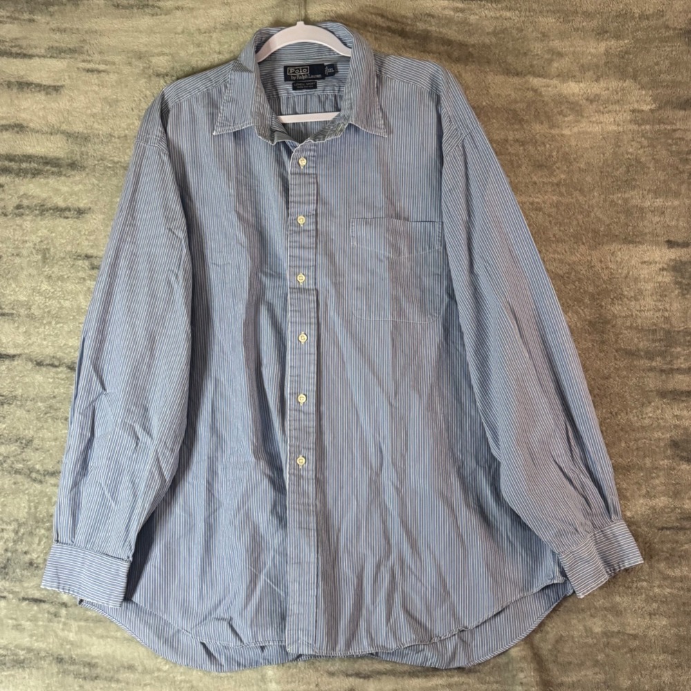 Polo Ralph Lauren Lowell Sport Striped Button Down Shirt Blue White Mens XXL